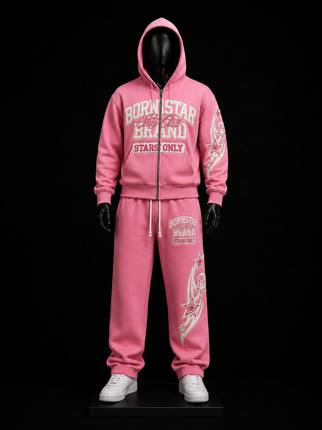 Bornstar Brand Stars Only Pink Tracksuit on mannequin
