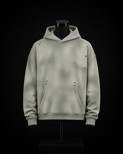 Unisex Sunfade Frayed Fleece Hoodie