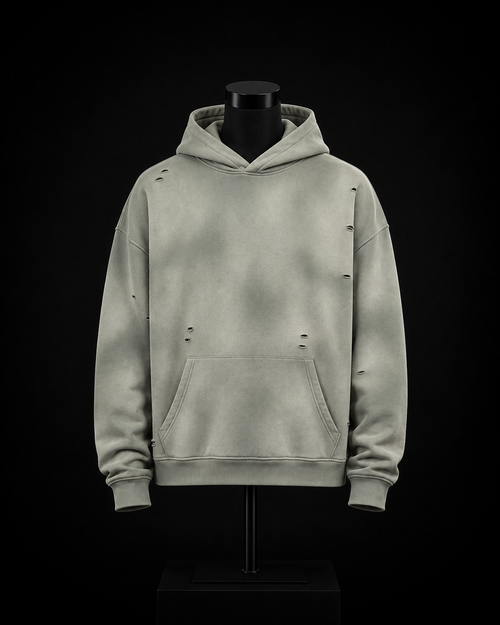 Unisex Sunfade Frayed Fleece Hoodie