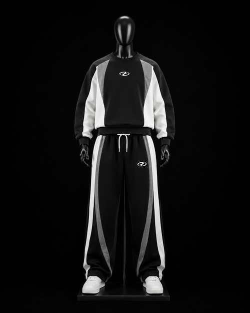 Black & White Colour Block Tracksuit on mannequin