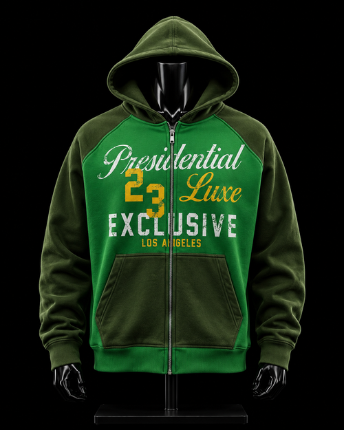 Presidential Luxe 23 Exclusive LA Green Hoodie on mannequin