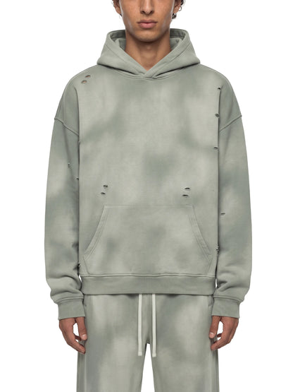 Unisex Sunfade Frayed Fleece Hoodie - Front View 2