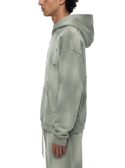 Unisex Sunfade Frayed Fleece Hoodie - Side View