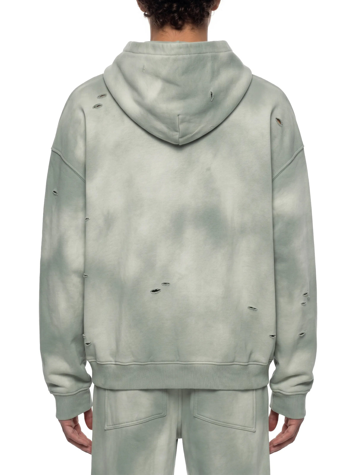 Unisex Sunfade Frayed Fleece Hoodie - Back View 2