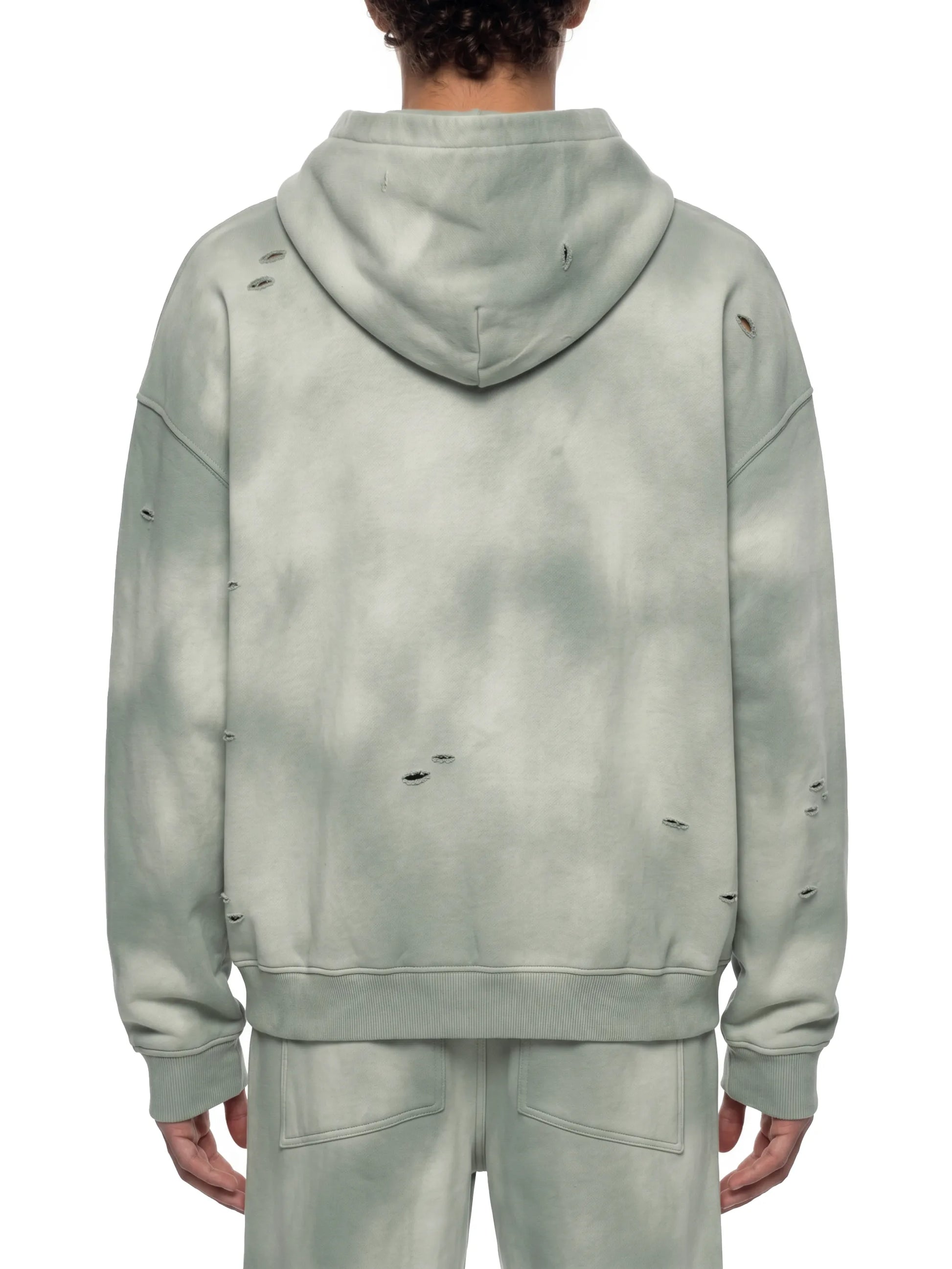Unisex Sunfade Frayed Fleece Hoodie - Back View 2