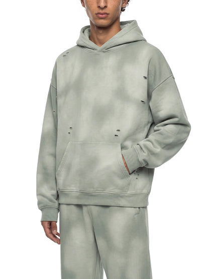 Unisex Sunfade Frayed Fleece Hoodie - Front View