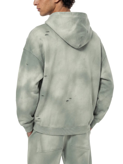 Unisex Sunfade Frayed Fleece Hoodie - Back View